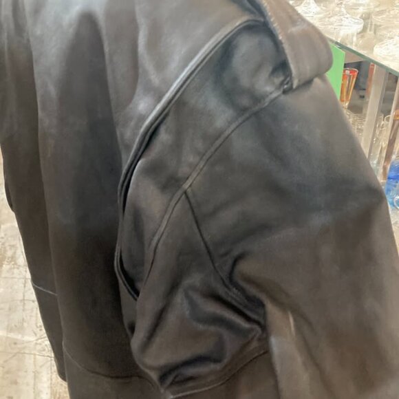 Vtg black biker rocker motorcycle perfecto mens leather jacket sz XXX large - Picture 3 of 5
